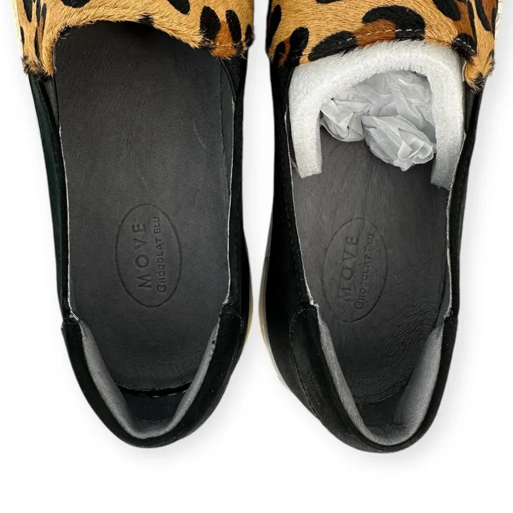 NIB Chocolat Blu MOVE size 9.5 Leopard Calf-Hair‎ Slip-On Sneaker mobwife boho